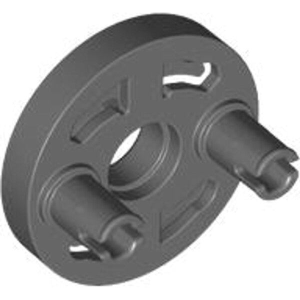 Technic Rotation Joint Disk with Large Pin Hole and 2 Pins Dark Bluish Gray