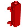 Brick, Modified 1x1x3 with 2 Clips (Vertical Grip) - Hollow Stud Red