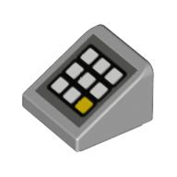 Slope 30 1x1x2/3 with Keypad with White and Yellow Buttons on Dark Bluish Gray Background Pattern Light Bluish Gray