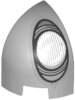 Slope, Curved 1x1x1 1/3 Corner Round with White and Silver Headlight Pattern Model Right Side Light Bluish Gray