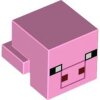 Creature Head Pixelated with Black Eyes and Plain Snout with Dark Pink Outline and Dark Red Square Nostrils Pattern (Minecraft Pig) Bright Pink