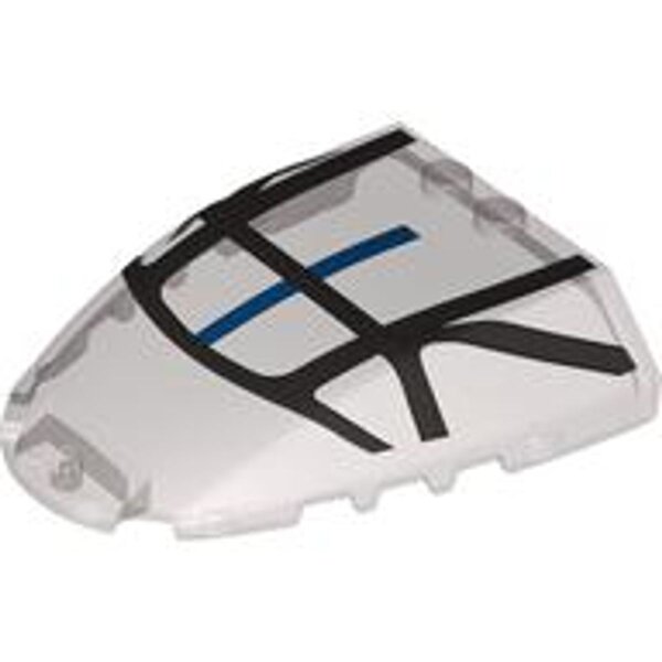 Windscreen 6x7x1 1/3 with Silver Framework and Blue Stripe Pattern Trans-Brown (Old Trans-Black)
