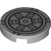 Tile, Round 2x2 with Bottom Stud Holder with Black SW TIE Bomber Pattern Light Bluish Gray