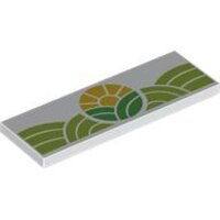 Tile 2x6 with Bright Green and Lime Hills and Yellow Sun...