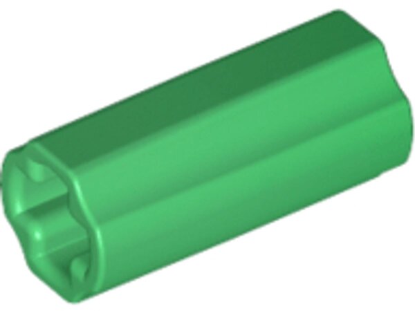 Technic, Axle Connector 2L (Smooth withxHole + Orientation) Green