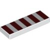 Tile 1x3 with 5 Dark Red Stripes Pattern White
