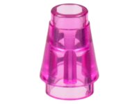 Cone 1x1 with Top Groove Trans-Dark Pink
