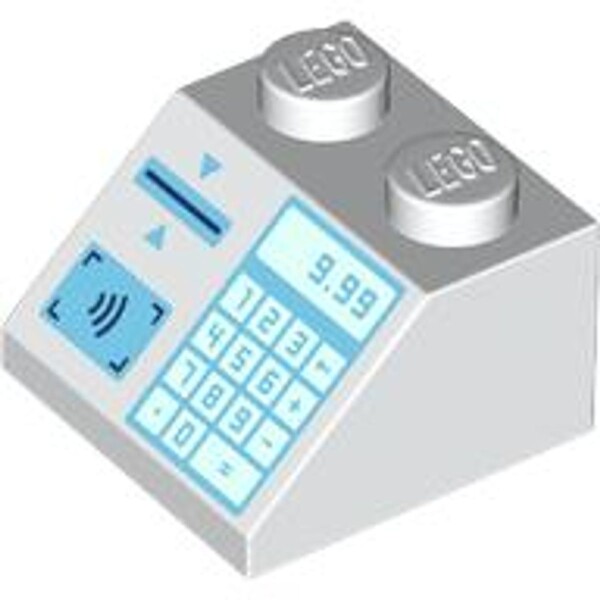 Slope 45 2x2 with Medium Azure Cash Register with 9.99, Keypad, Card Slot and Contactless Payment Pattern White