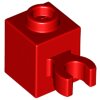 Brick, Modified 1x1 with Open O Clip (Vertical Grip) - Hollow Stud Red