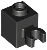 Brick, Modified 1x1 with Open O Clip (Vertical Grip) - Hollow Stud Black