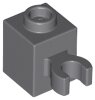 Brick, Modified 1x1 with Open O Clip (Vertical Grip) - Hollow Stud Dark Bluish Gray