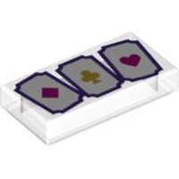 Tile 1x2 with Groove with 3 Playing Cards with Diamond,...