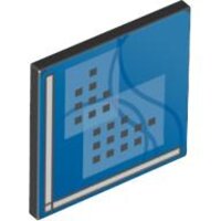 Road Sign 2x2 Square with Open O Clip with Curved Blue...
