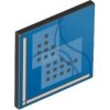 Road Sign 2x2 Square with Open O Clip with Curved Blue Lines and Small Black Squares Pattern (Computer Screen) Black