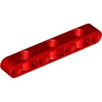Technic, Liftarm, Modified Perpendicular Holes Thick 1x7 Red