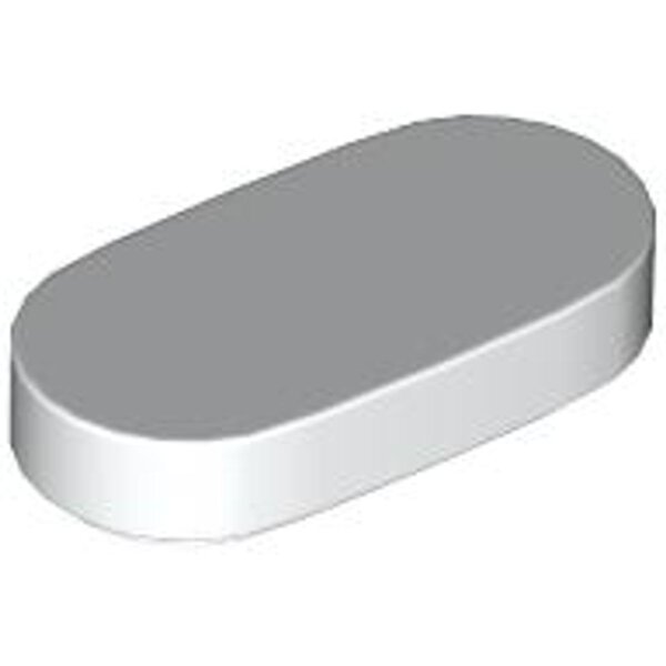 Tile, Round 1x2 Oval White