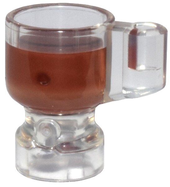 Minifigure, Utensil Stein / Cup with Molded Reddish Brown Drink Pattern Trans-Clear