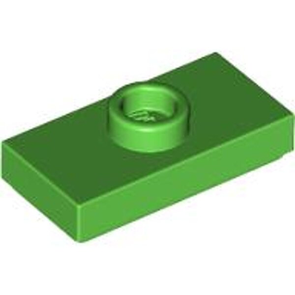 Plate, Modified 1x2 with 1 Stud with Groove and Bottom Stud Holder (Jumper) Bright Green