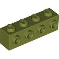 Brick, Modified 1x4 with Studs on Side Olive Green