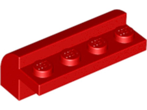 Slope, Curved 2x4x1 1/3 with 4 Recessed Studs Red