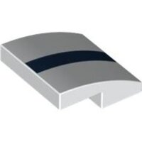 Slope, Curved 2x2x2/3 with Dark Blue Stripe Pattern White