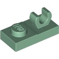 Plate, Modified 1x2 with Open O Clip on Top Sand Green