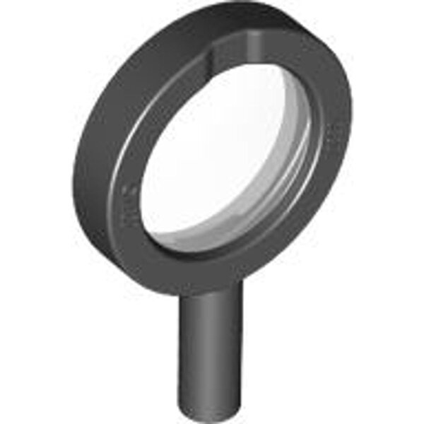 Minifigure, Utensil Magnifying Glass Thick Frame and Solid Handle with Trans-Clear Lens Black