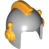 Minifigure, Headgear Helmet Space Retro with Open Front and Bright Light Orange Earpieces and Crest Pattern Light Bluish Gray