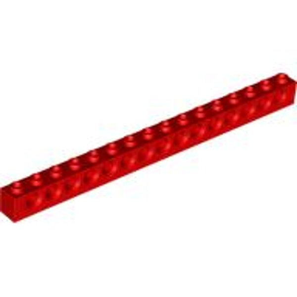 Technic, Brick 1x16 with Holes Red