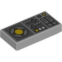 Tile 1x2 with Vehicle Control Panel, Silver Sliders,...