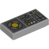 Tile 1x2 with Vehicle Control Panel, Silver Sliders, Yellow Buttons, Dark Bluish Gray Panels Pattern Light Bluish Gray