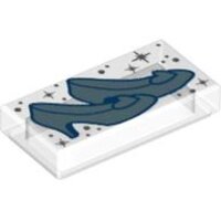 Tile 1x2 with Metallic Light Blue Glass Slippers Pattern...