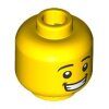 Minifigure, Head Black Eyebrows, Medium Nougat Chin Dimple, Open Mouth Smile with Teeth Pattern - Hollow Stud Yellow