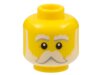 Minifigure, Head White Eyebrows, Moustache, and Beard, Medium Nougat Crows Feet Pattern - Hollow Stud Yellow