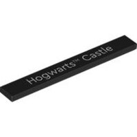 Tile 1x8 with White Hogwarts™ Castle Pattern Black