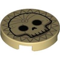 Tile, Round 2x2 with Bottom Stud Holder with Black Skull...