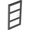 Door 1x4x6 with 3 Panes with Molded Trans-Clear Glass with Stud Handle Pattern Black