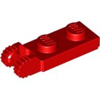 Hinge Plate 1x2 Locking with 2 Fingers on End Red