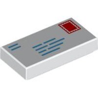 Tile 1x2 with Dark Azure Lines and Red Rectangle Pattern...