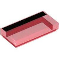 Tile 1x2 with Black Stripe Pattern Trans-Red