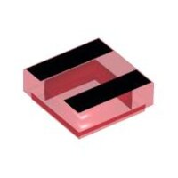 Tile 1x1 with 2 Black Stripes Pattern Trans-Red