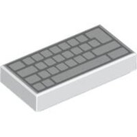 Tile 1x2 with Computer Keyboard Blank Keys Pattern White