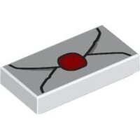 Tile 1x2 with Envelope with Red Wax Seal and Light Bluish...