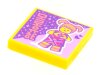 Tile 2x2 with BeatBit Album Cover - Girl with Coral Hair and Heart Hands Pattern Yellow