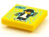 Tile 2x2 with BeatBit Album Cover - Minifigure Dancing Robot with Medium Azure Circuitry Pattern Yellow