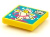 Tile 2x2 with BeatBit Album Cover - Ballet Dancer with Magenta Streamer Pattern Yellow