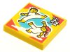 Tile 2x2 with BeatBit Album Cover - Two Minifigures Dancing Capoeira Pattern Yellow