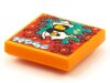 Tile 2x2 with BeatBit Album Cover - Cowboy with Guitar and Crabs Pattern Orange