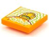 Tile 2x2 with BeatBit Album Cover - Sick Minifigure with Green Tongue Pattern Orange