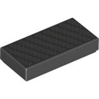 Tile 1x2 with Silver Diagonal Zigzag Lines Pattern Black